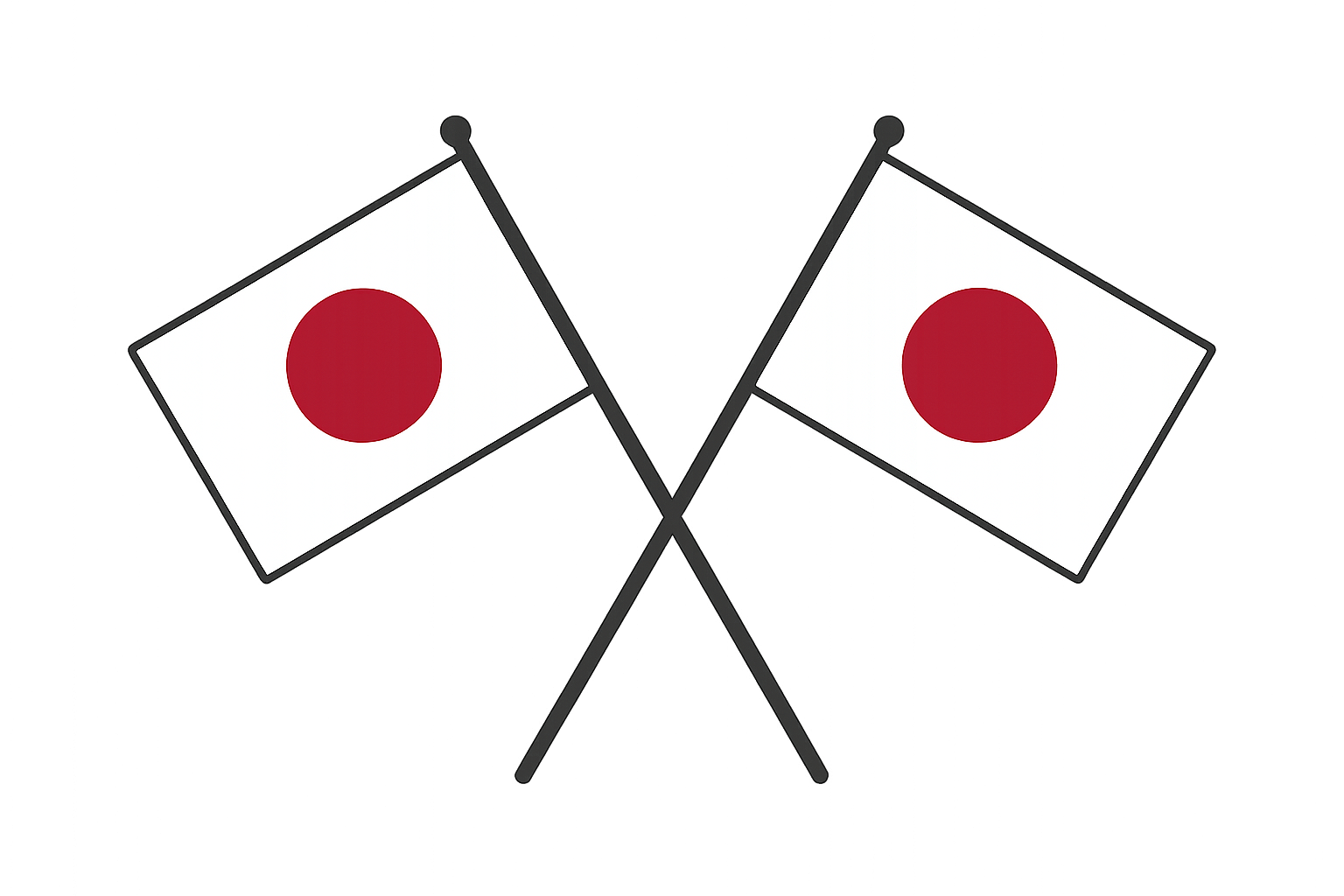 Crossed Japan Flags Vector Transparent Background Symbol