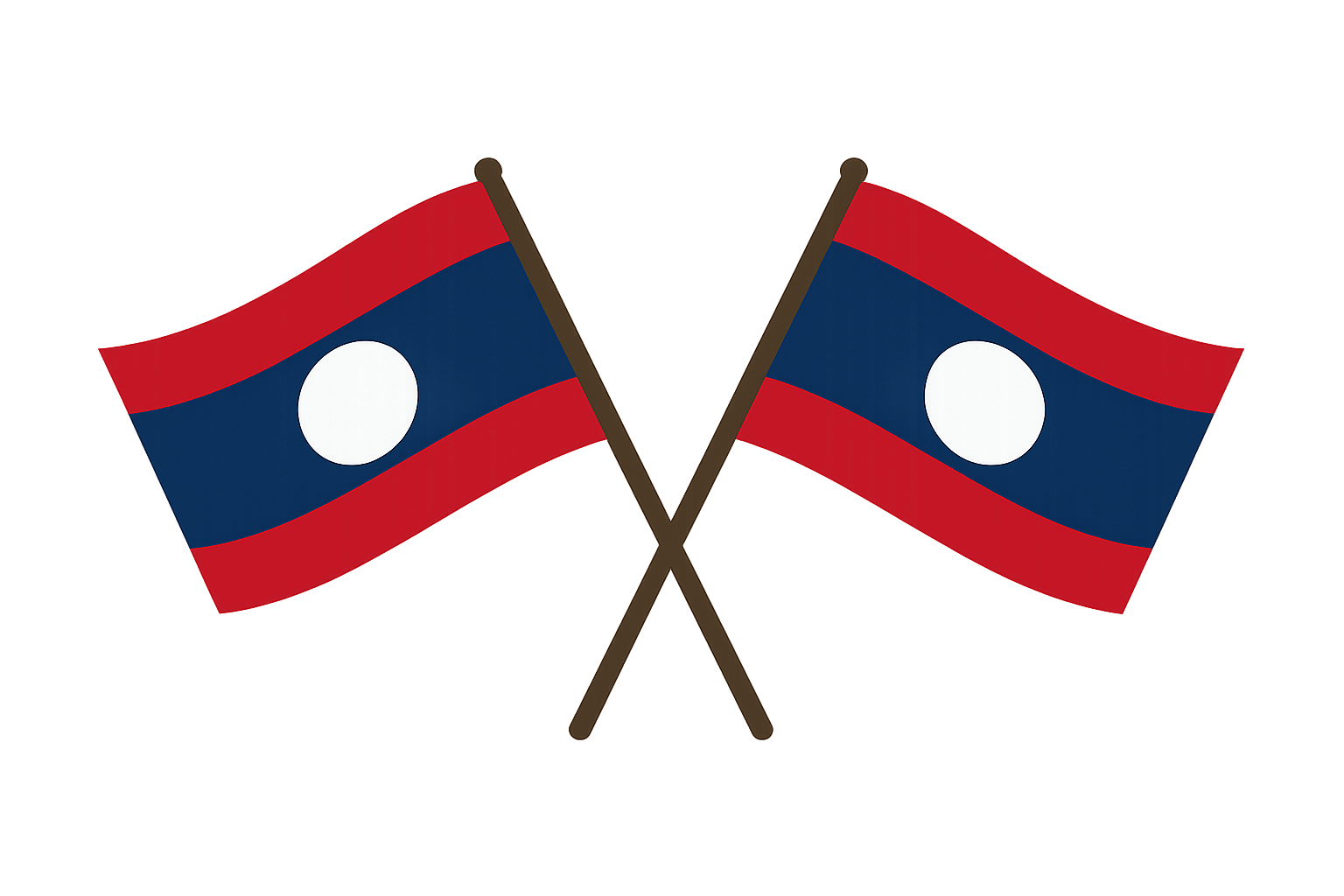 Crossed Laos Flags Transparent Background Vector