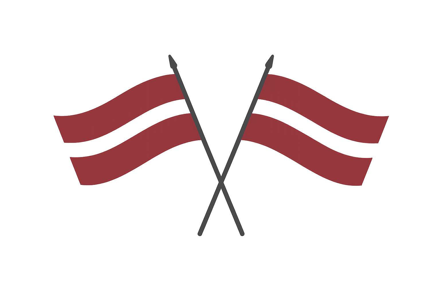 Crossed Latvia Flags Transparent Background Vector