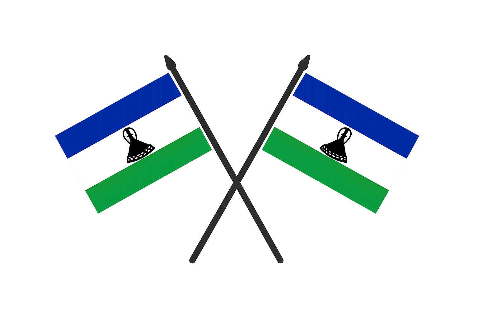 Crossed Lesotho Flags Vector with Transparent Background