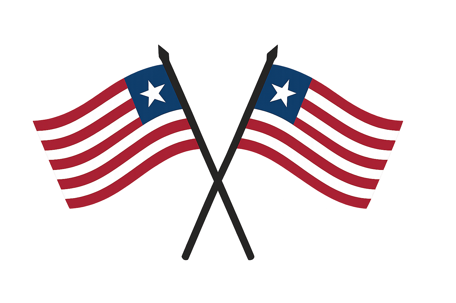 Crossed Liberia Flags Vector with Transparent Background