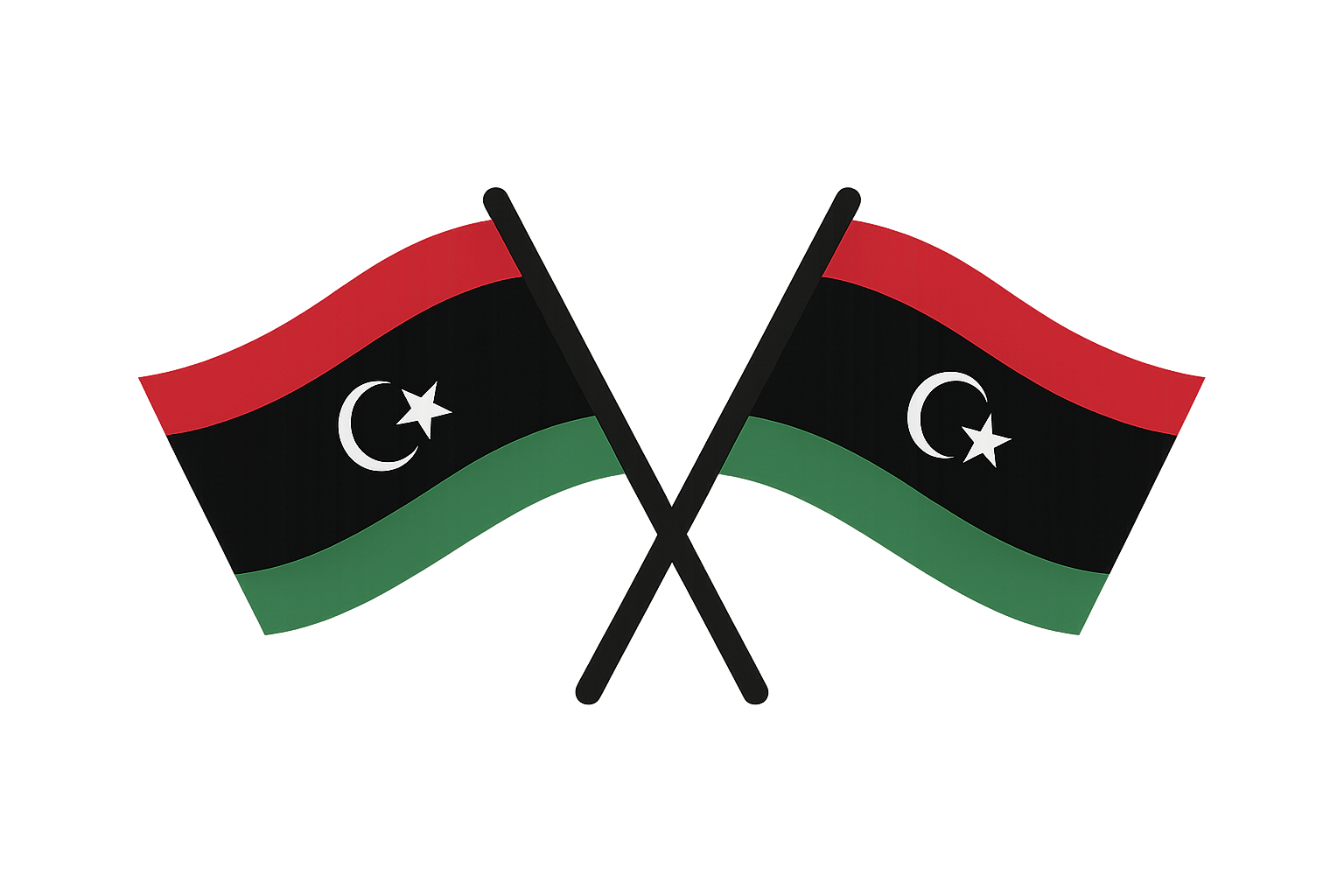 Crossed Libya Flags Vector with Transparent Background