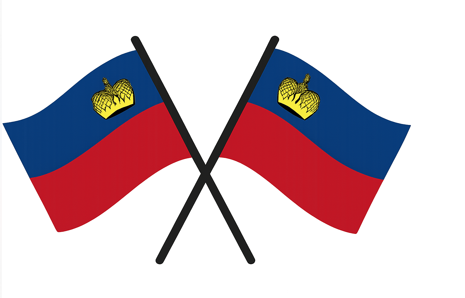 Crossed Liechtenstein Flags Vector Transparent Background