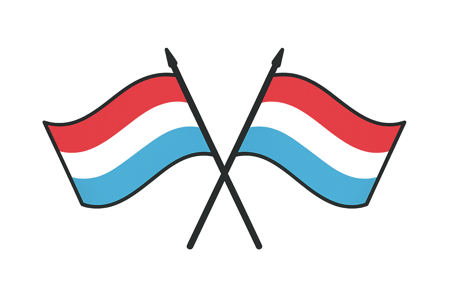 Crossed Luxembourg Flags Icon Transparent Background