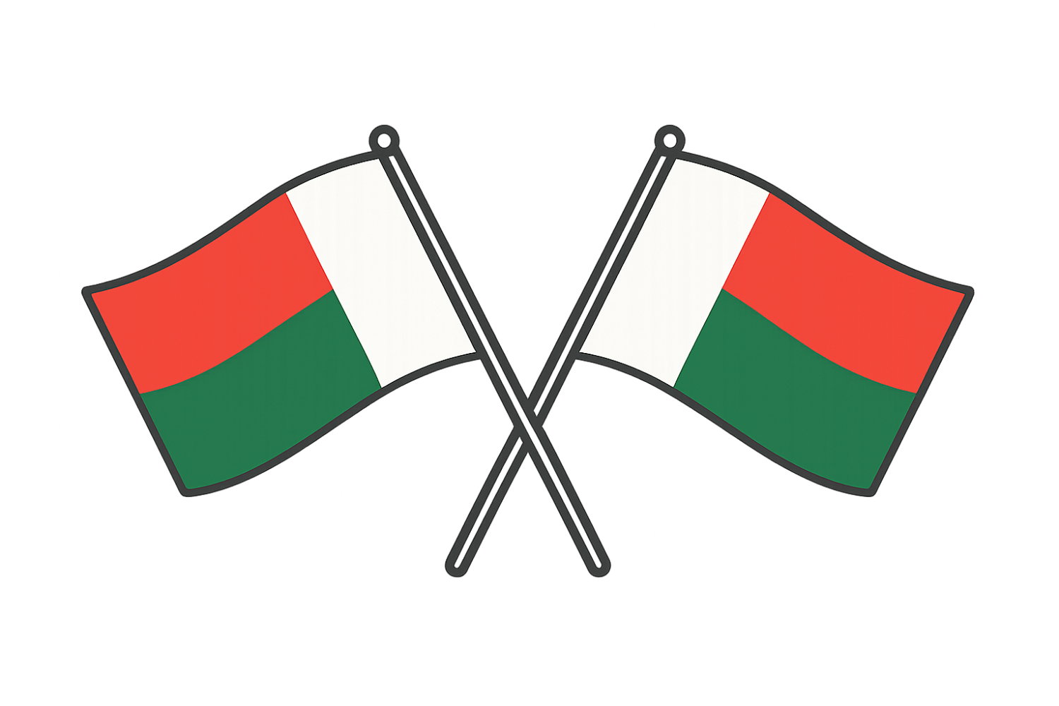 Crossed Madagascar Flags Icon, transparent background