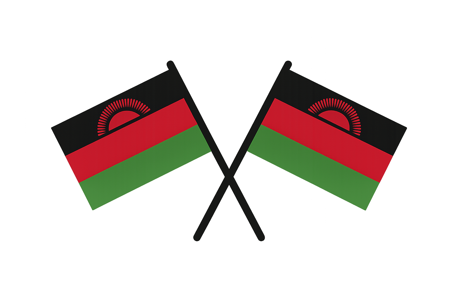 Crossed Malawi Flags Icon, transparent background