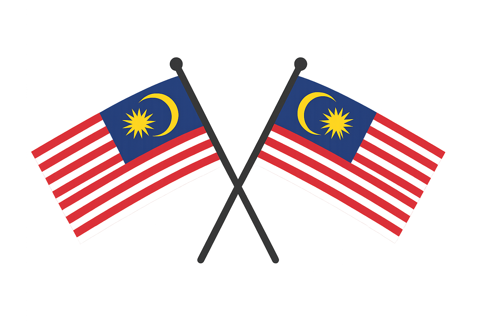 Crossed Malaysia Flags Icon, transparent background