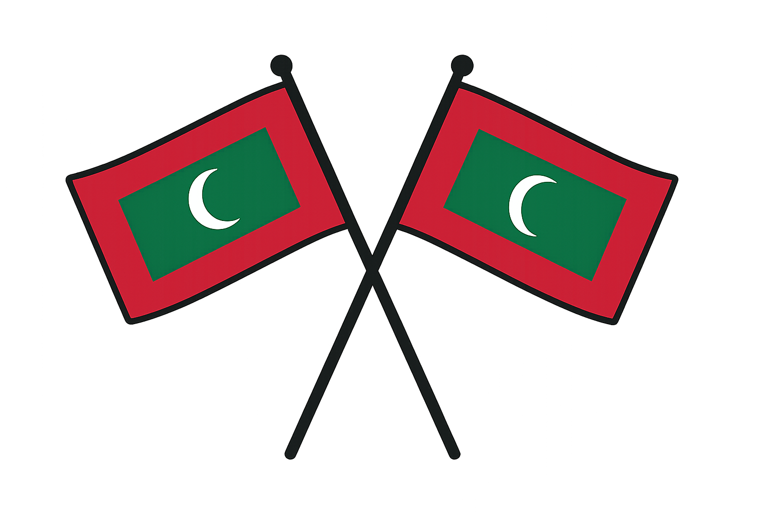 Crossed Maldives Flags Icon, transparent background