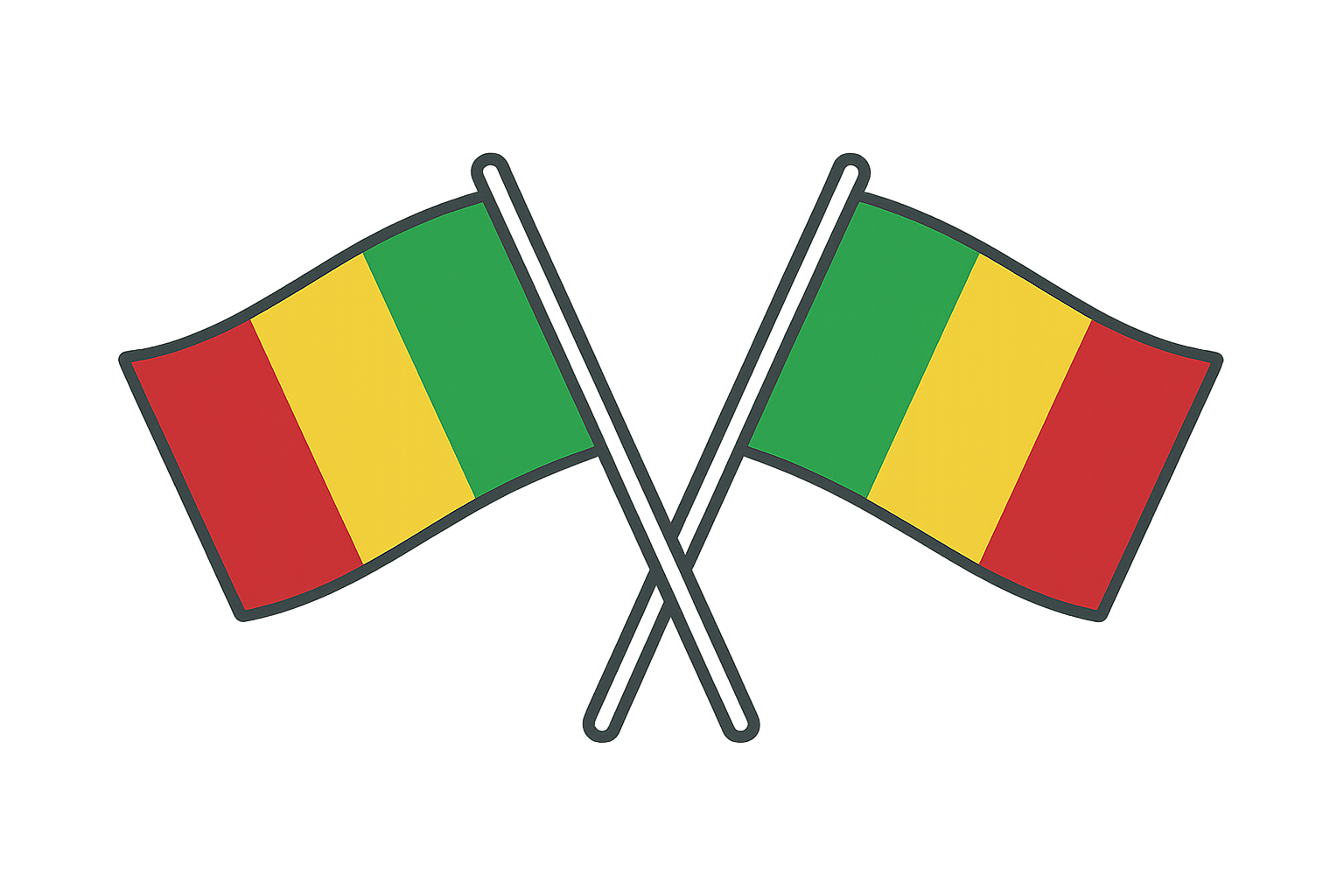 Crossed Mali Flags Icon, transparent background