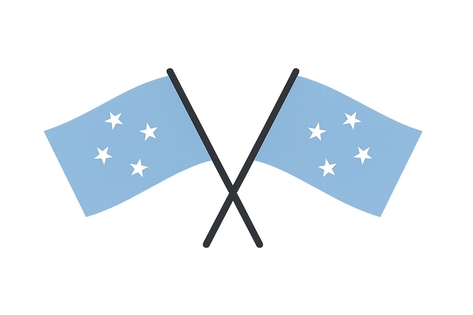 Crossed Micronesia Flags on Transparent Background
