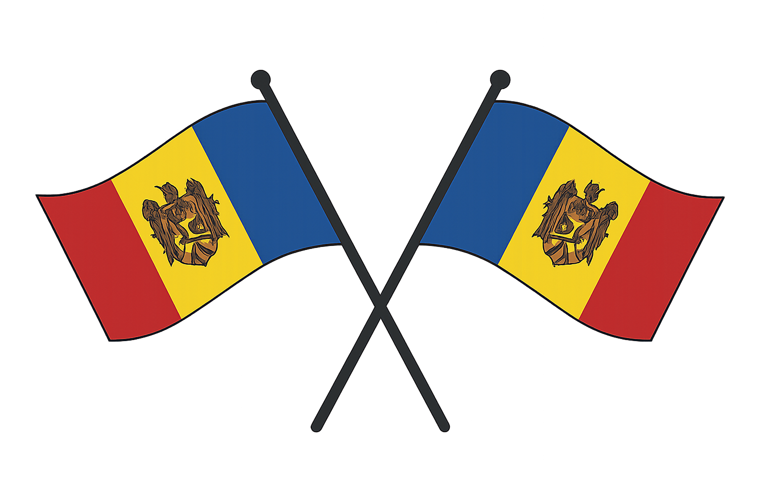 Crossed Moldova Flags National Transparent Background