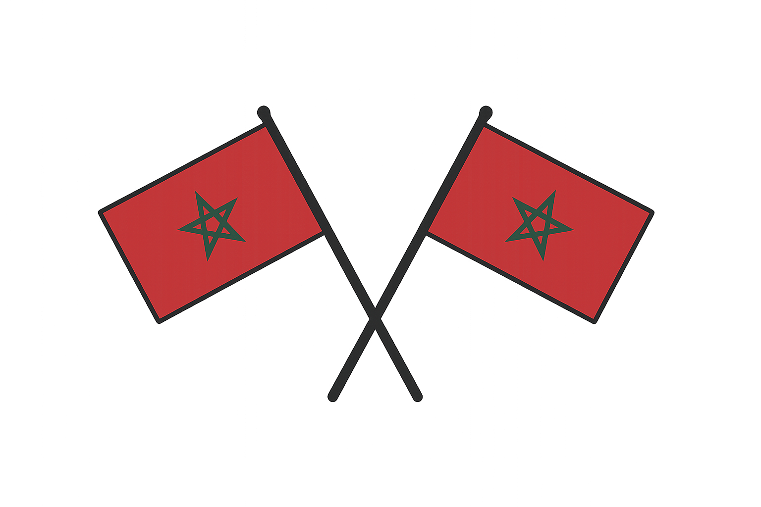 Crossed Morocco Flags Illustration, Transparent Background
