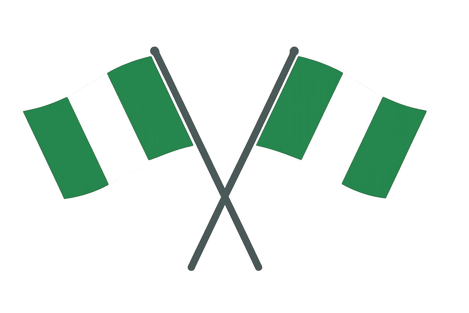 Crossed Nigeria flags poles vector transparent background