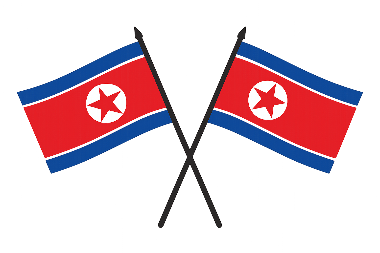 Crossed North Korean Flags Vector transparent background