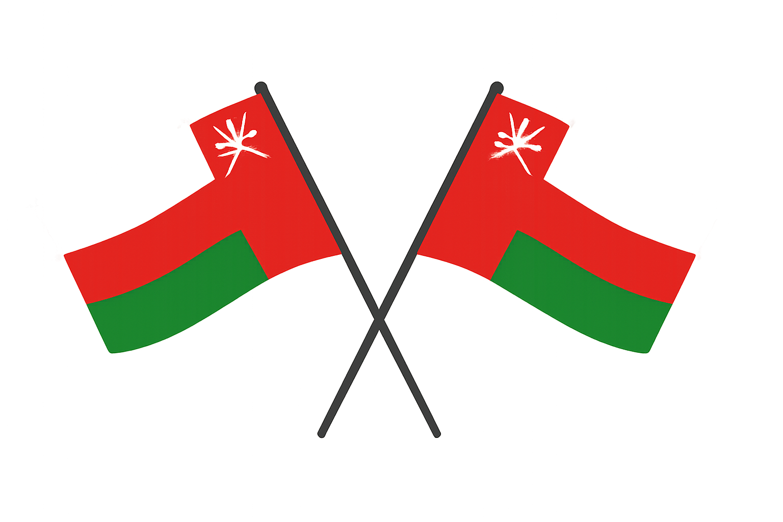 Crossed Oman Flags, transparent background