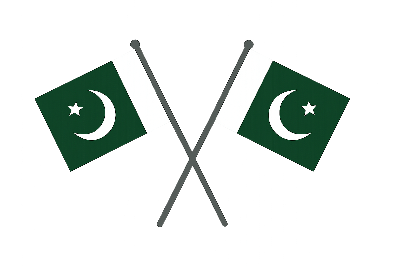 Crossed Pakistan Flags Vector, transparent background