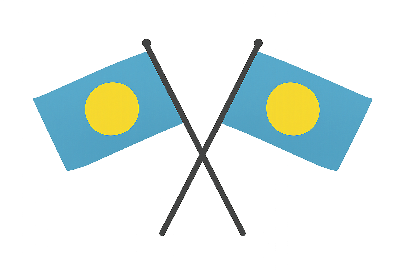 Crossed Palau Flags, transparent background