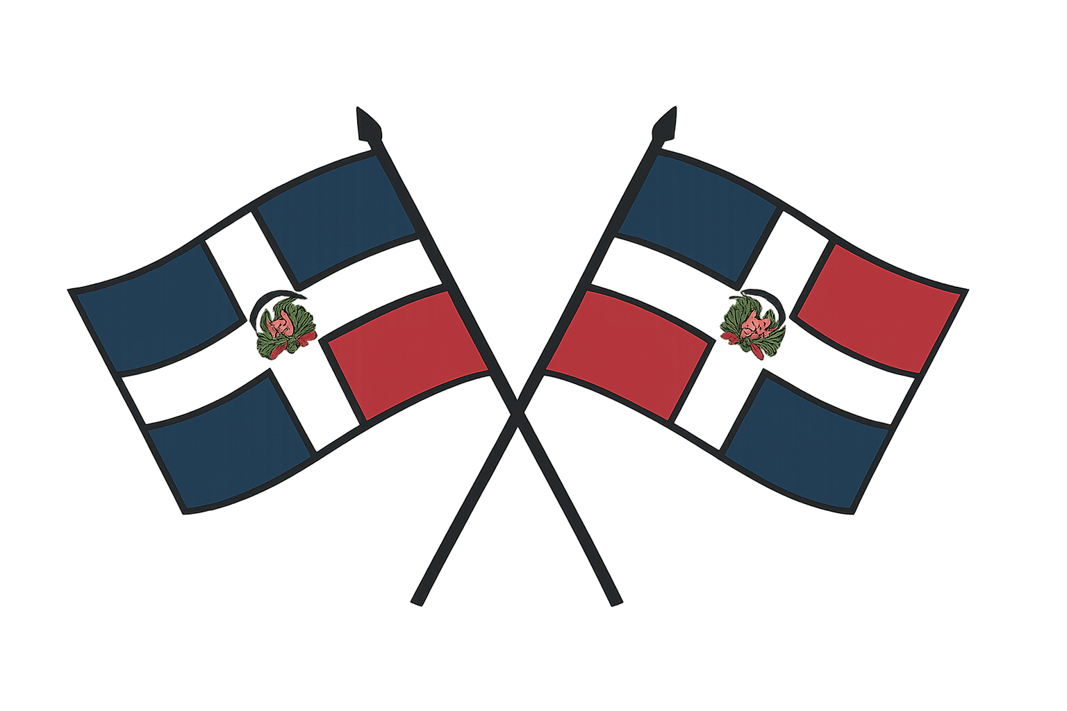 Crossed Waving Dominican Republic Flags transparent background