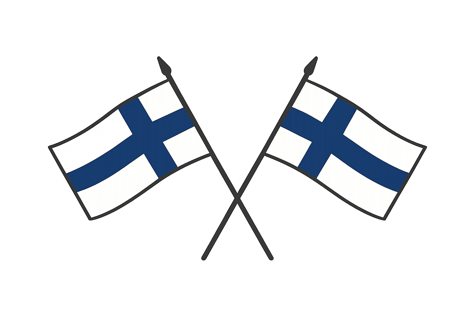 Crossed Waving Finland Flags Transparent Background Vector