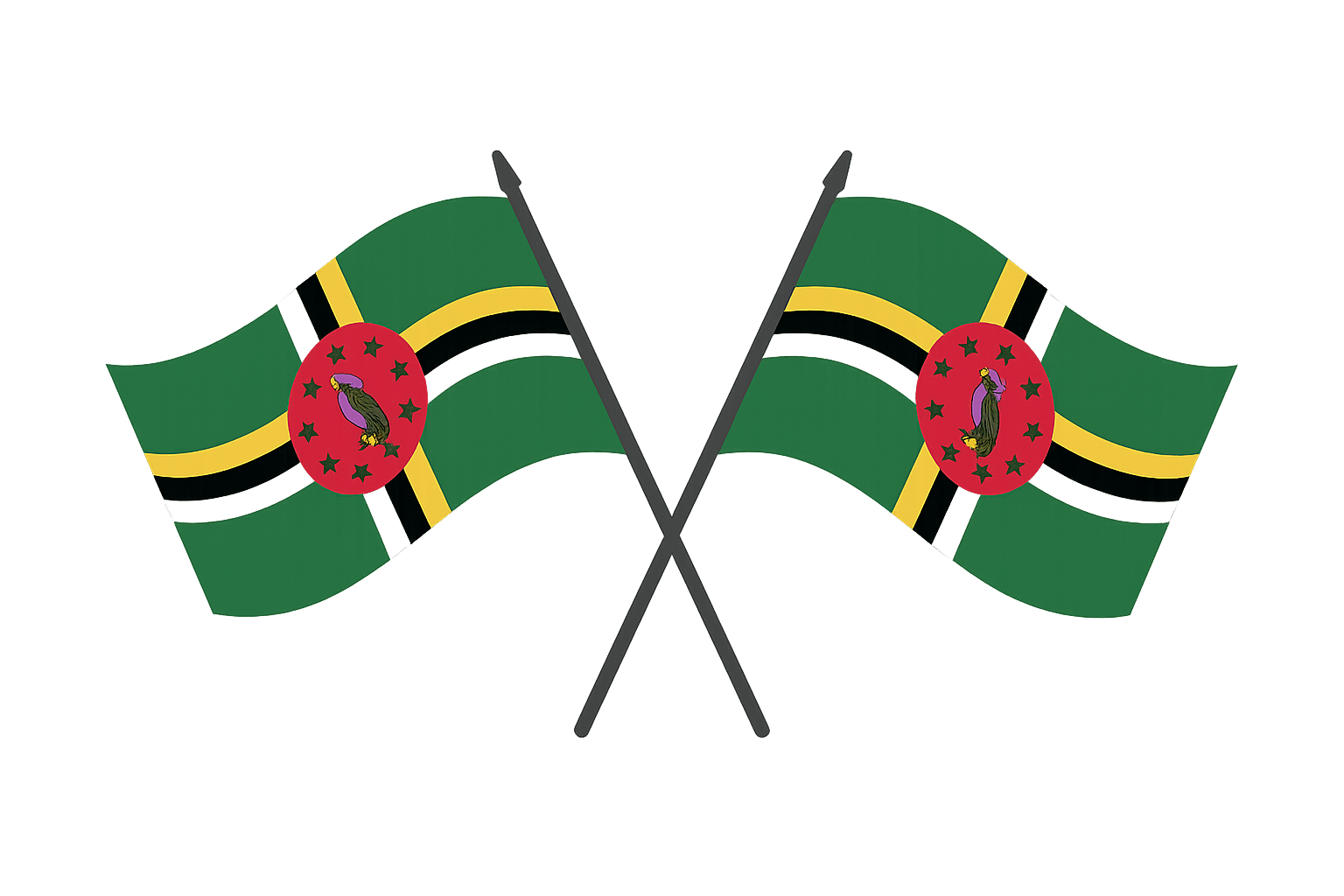 Crossed Waving Flags of Dominica transparent background