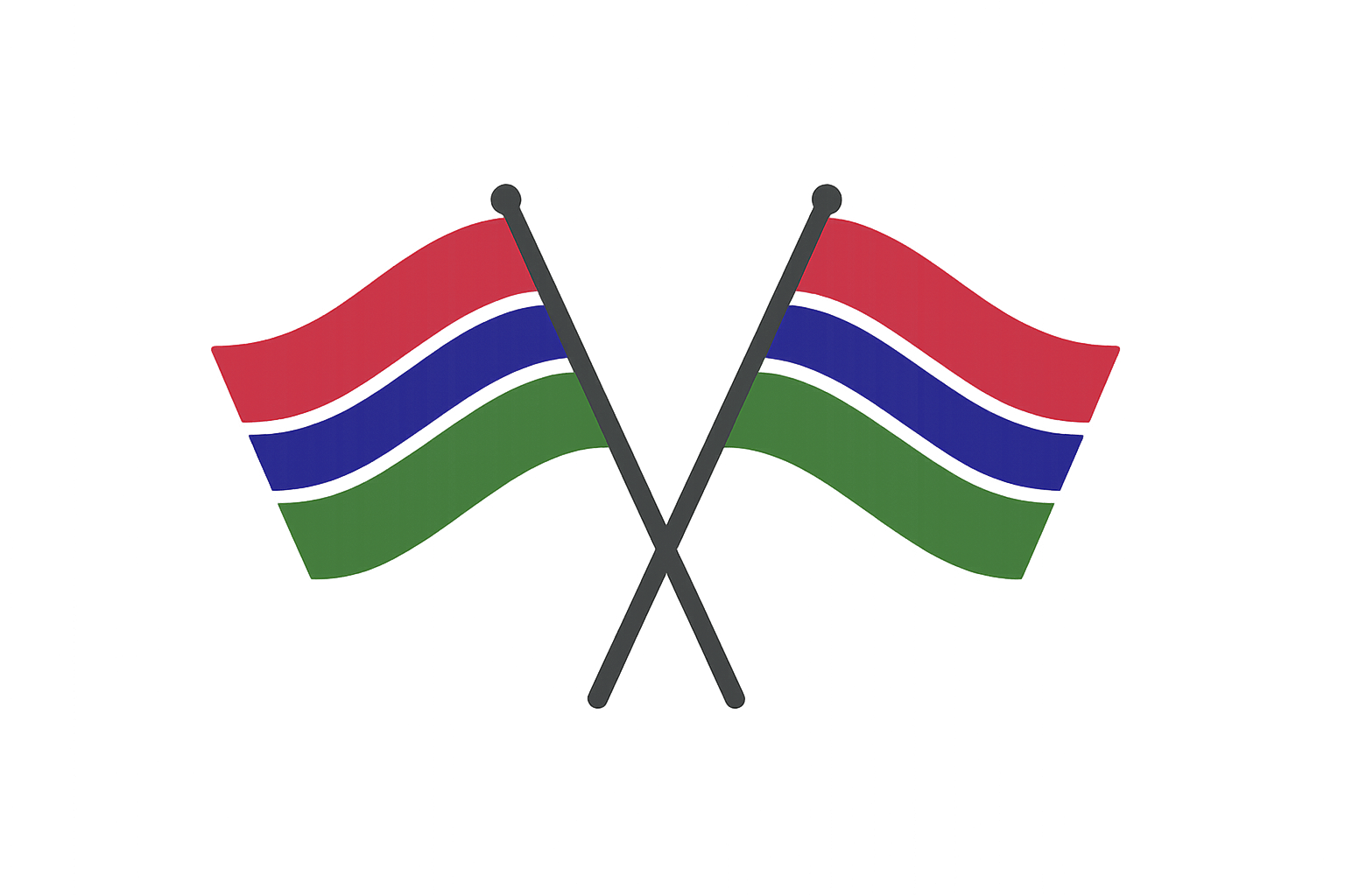 Crossed Waving Gambia Flags Transparent Background Vector