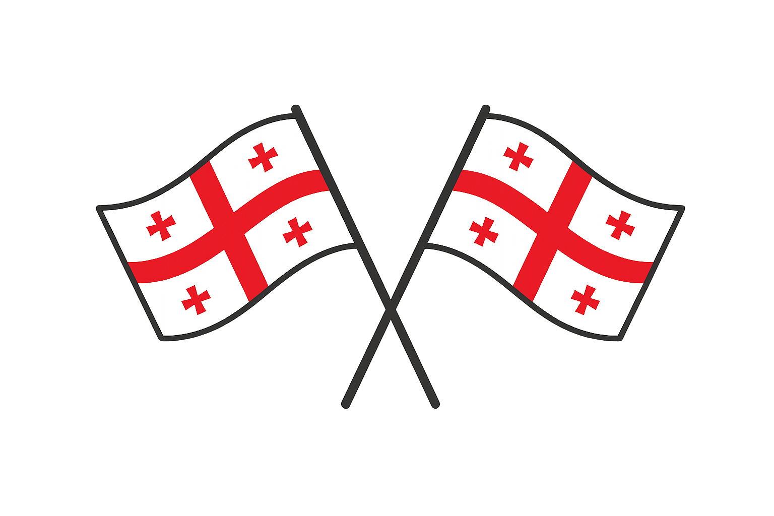 Crossed Waving Georgia Flags Transparent Background Vector