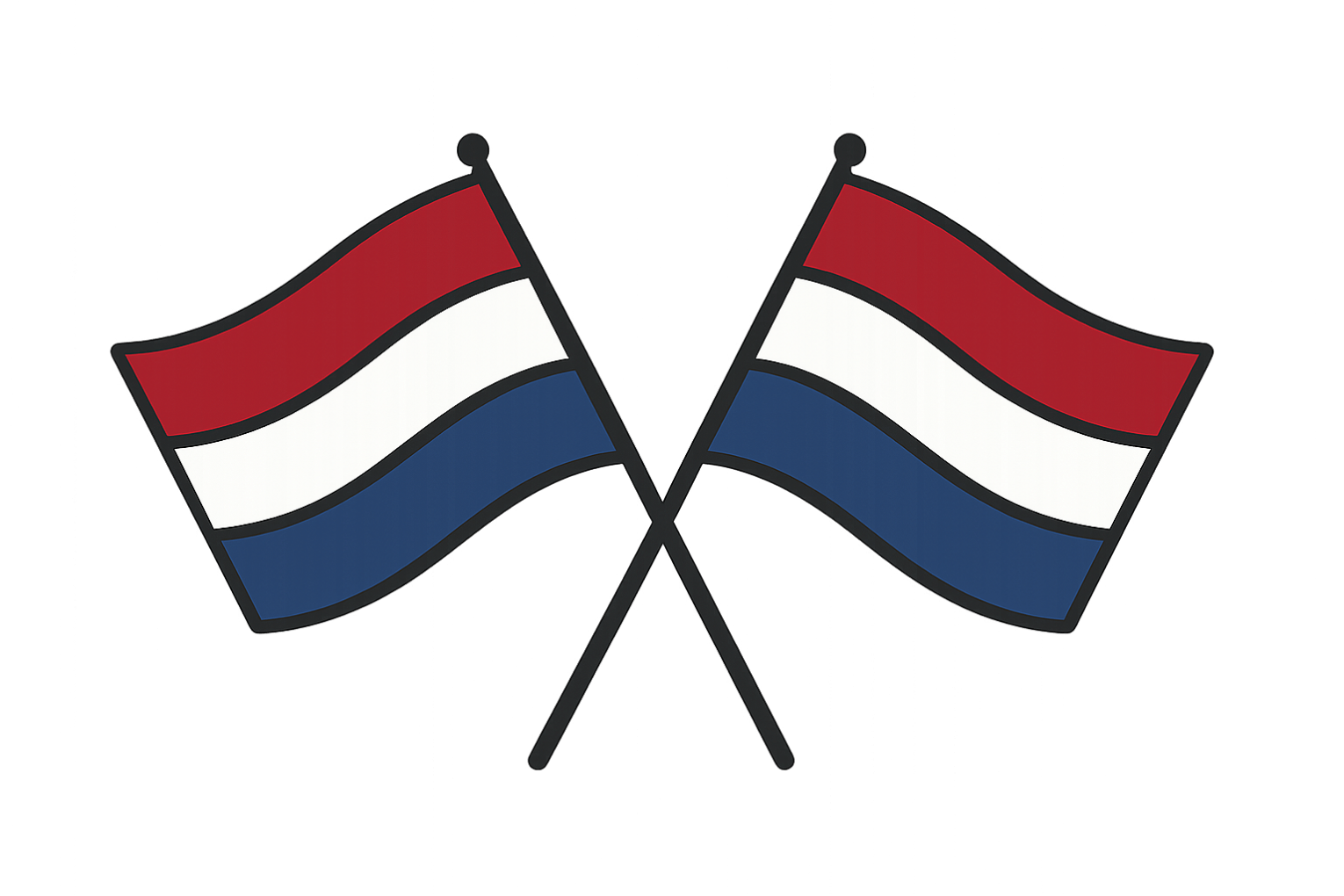 Crossed Waving Netherlands flags illustration transparent background