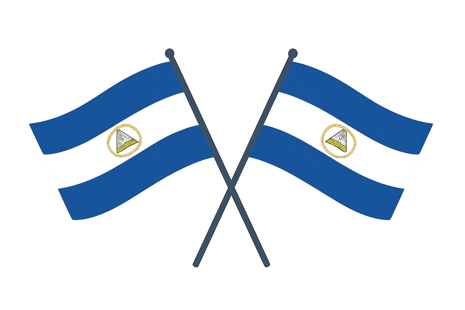 Crossed Waving Nicaragua Flags transparent background