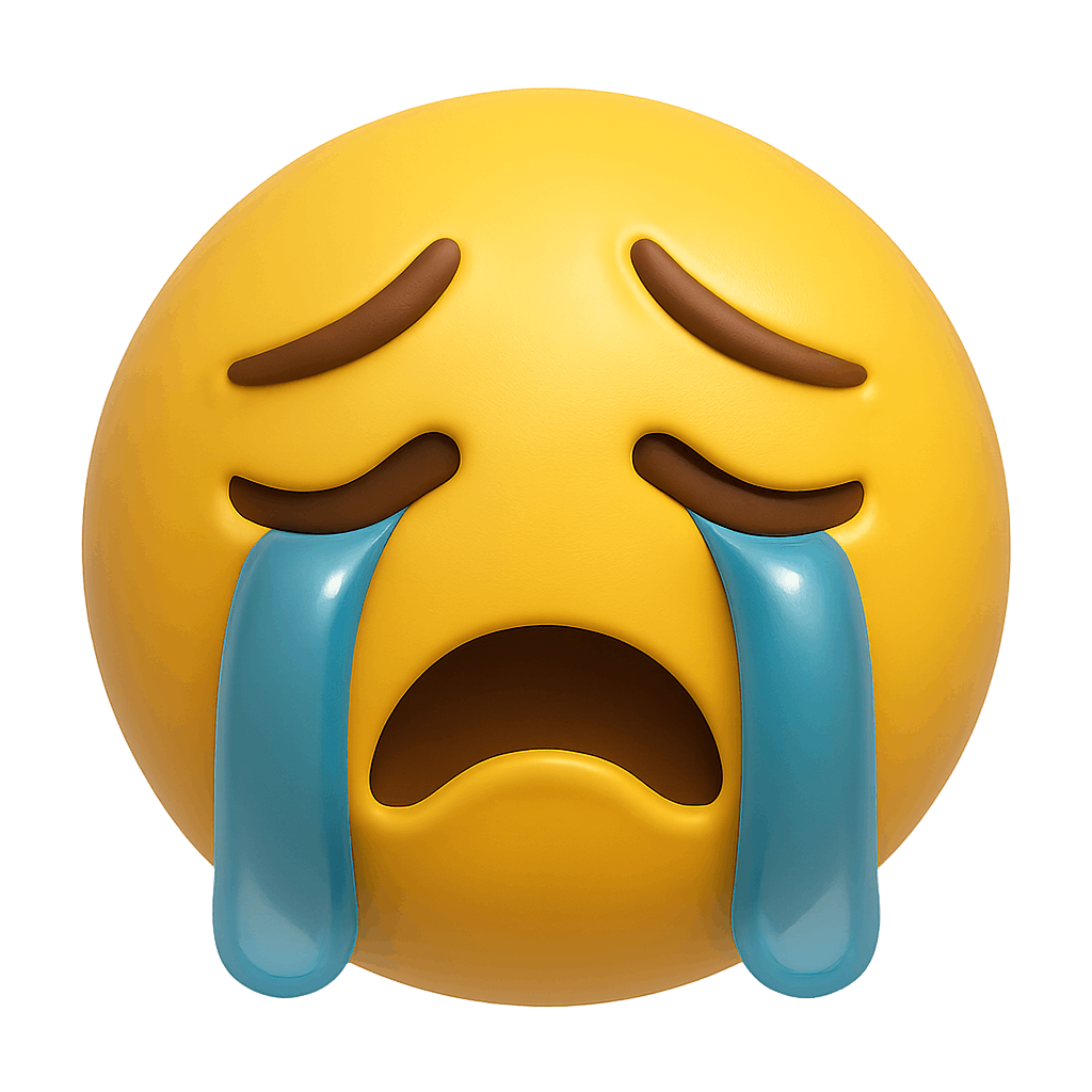 Crying Emoji with Tears Expressing Deep Sadness or Distress
