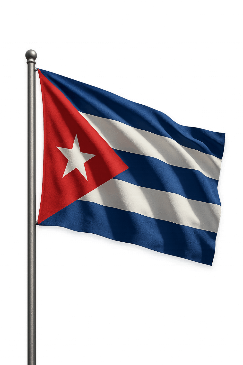 Cuba National Flag Waving Pole transparent background