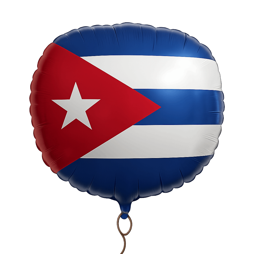 Cuban Flag Round Foil Balloon transparent background