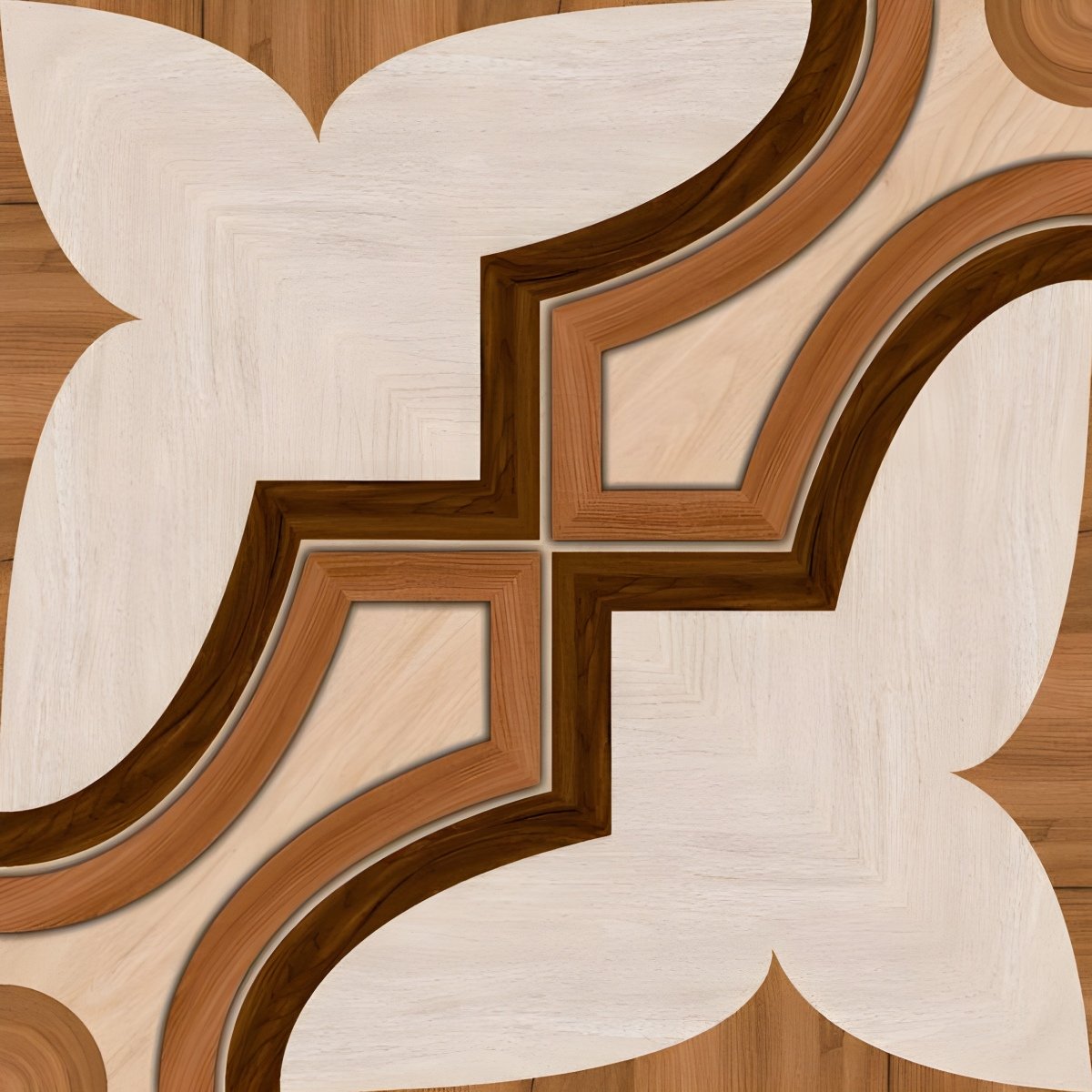 Curved Wood Look Petal Tile Design