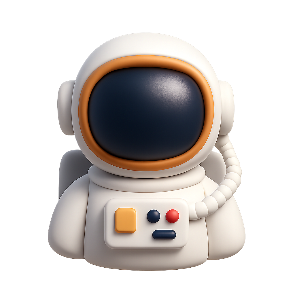 Cute Astronaut Character in Spacesuit on Transparent Background