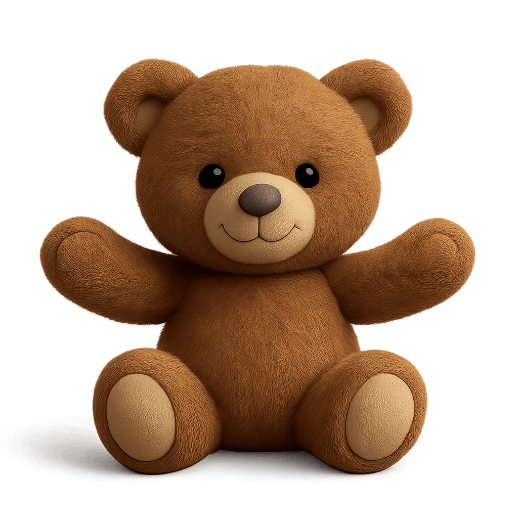 Cute Brown Plush Teddy Bear Toy Illustration