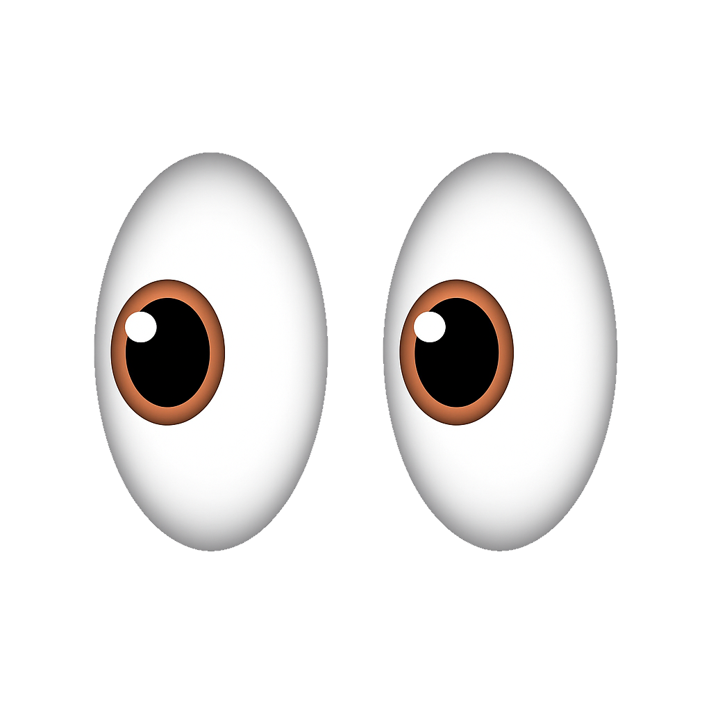 Cute Cartoon Egg Eyes Looking Sideways: Pair Of Big Brown Eyes On transparent Background