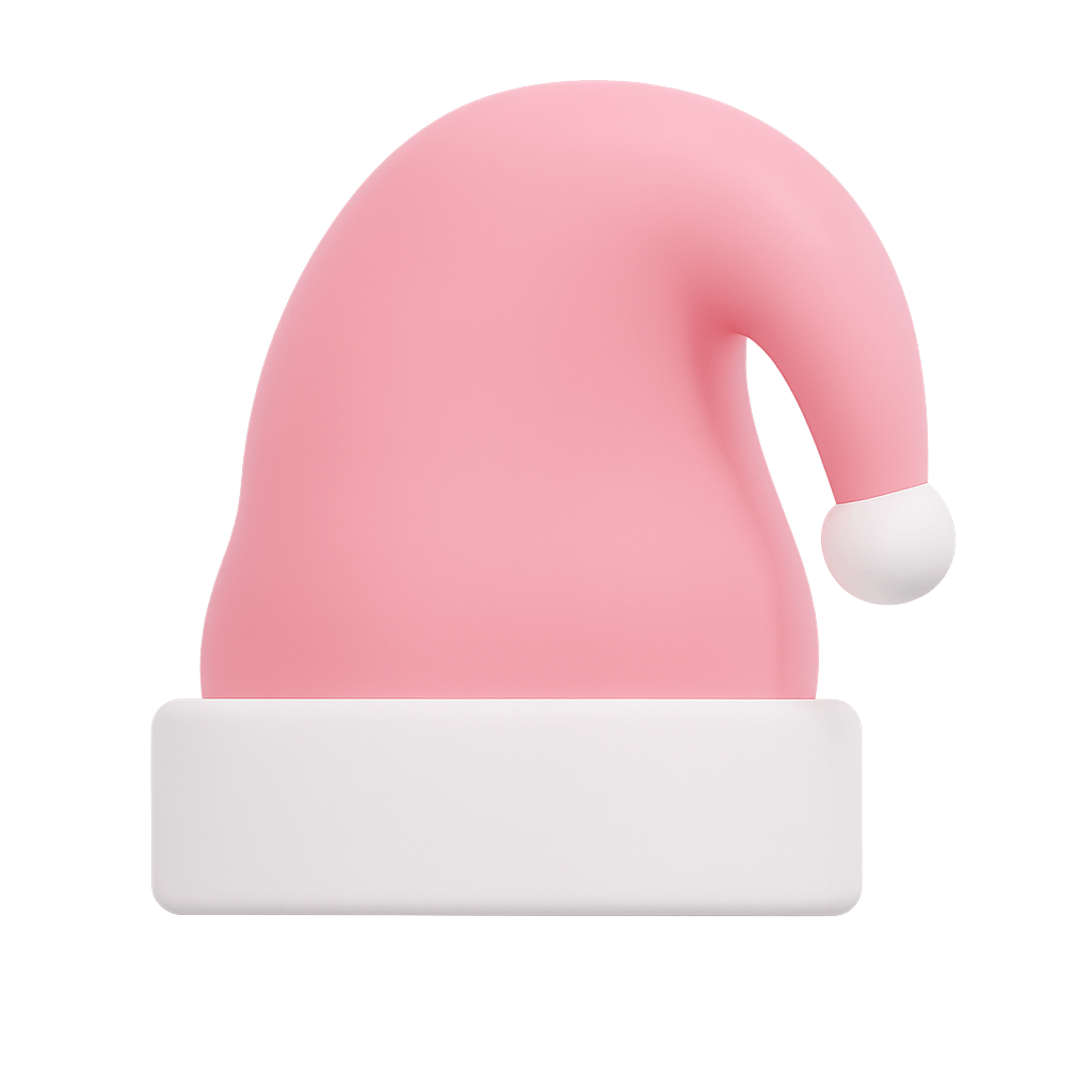 Cute Pink 3D Santa Hat Icon