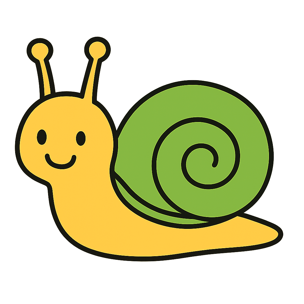 Cute Yellow Snail Cartoon with Transparent Background
