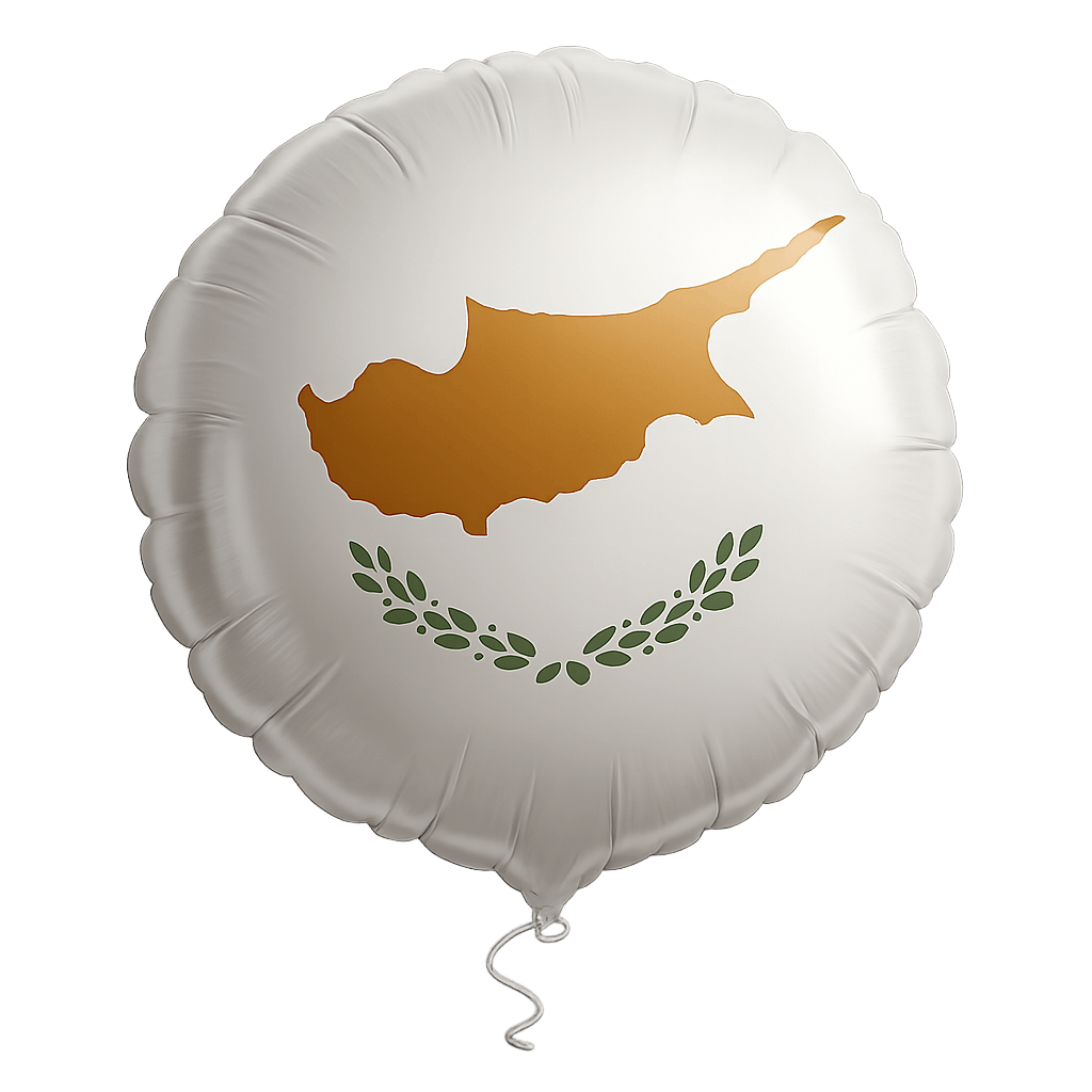 Cyprus Flag Round Foil Balloon transparent background