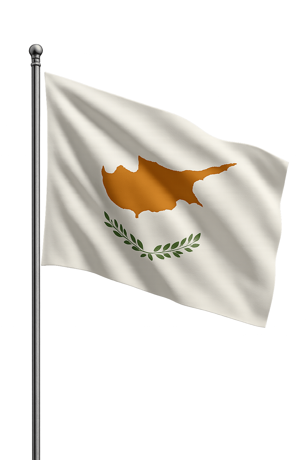 Cyprus National Flag Waving Pole transparent background