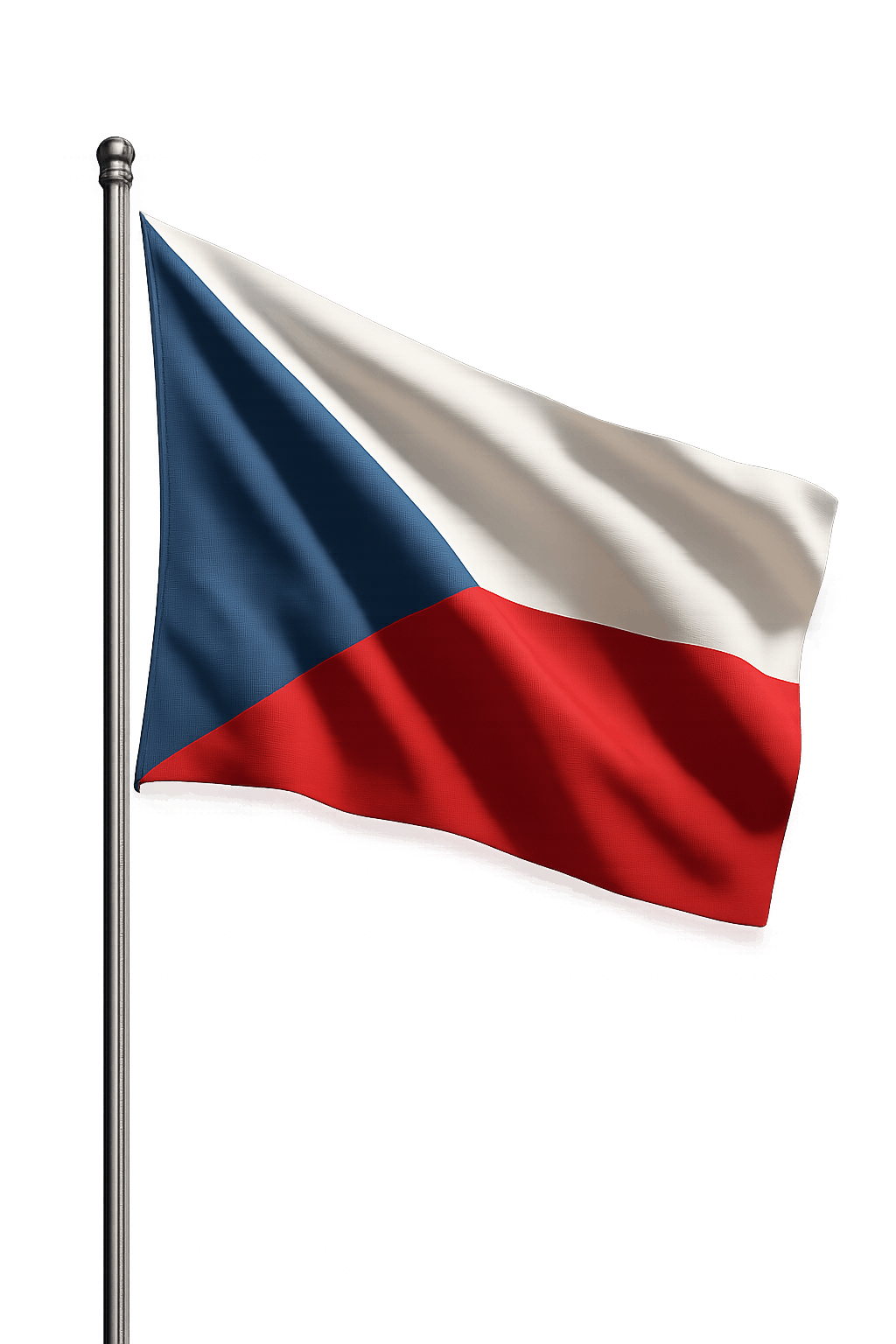 Czech National Flag Waving Pole transparent background