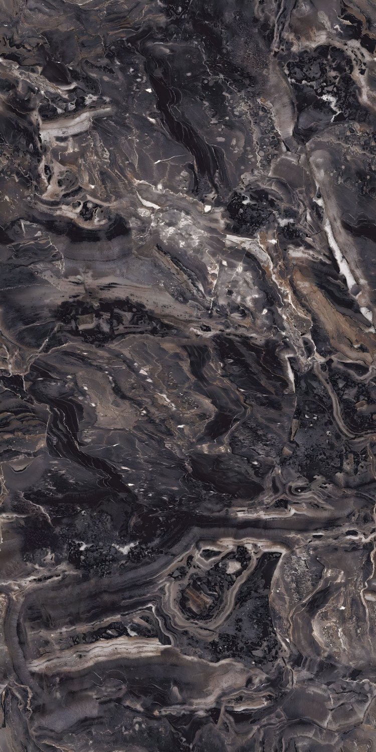 Dark Black Grey Swirling Abstract Marble Stone