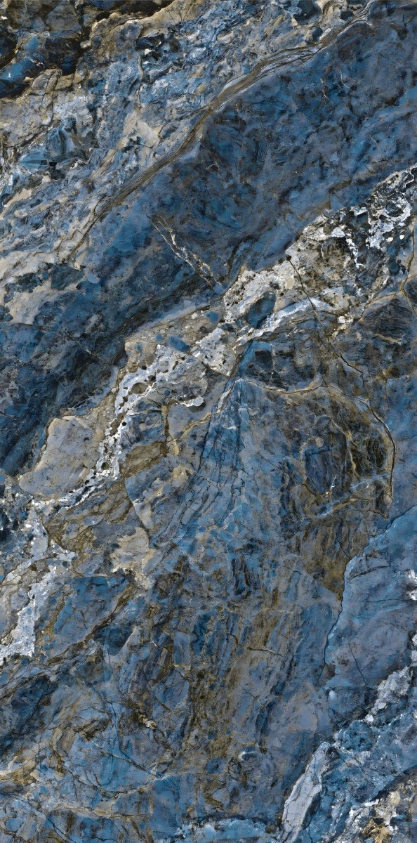 Dark Blue Textured Cracked Marble Surface