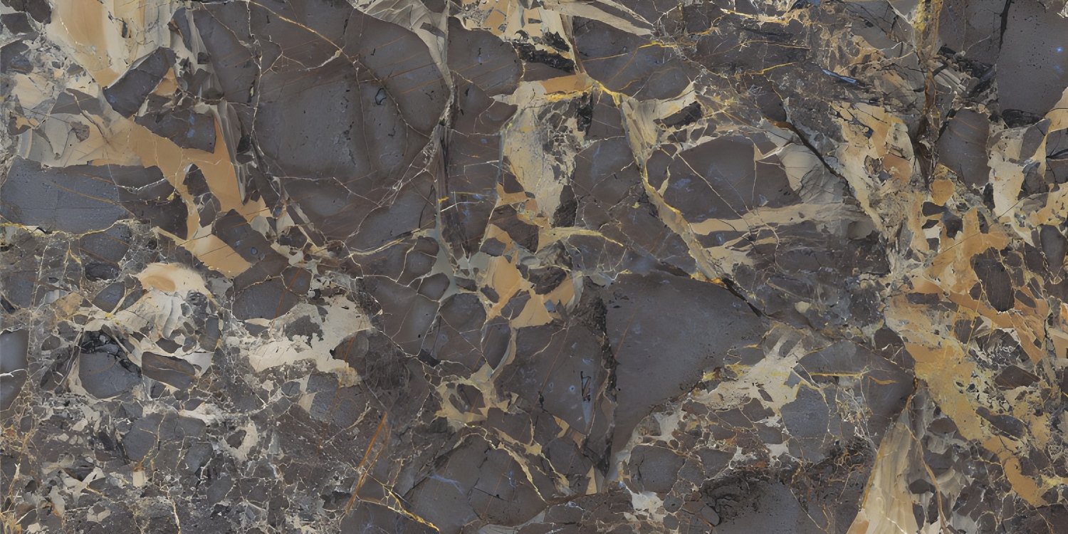 Dark Brown Breccia Marble Gold Veins