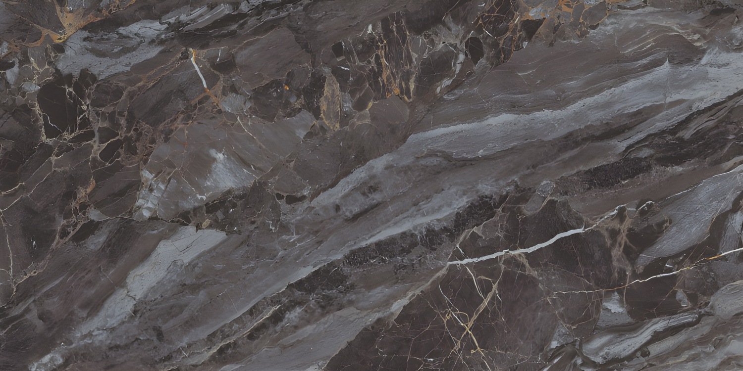 Dark Brown Marble with White and Copper Veins