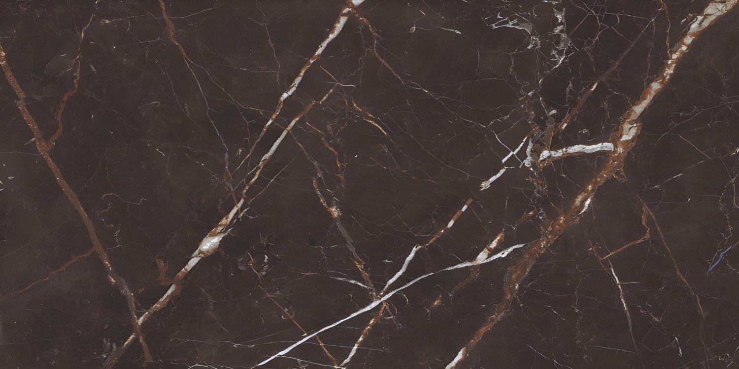 Dark Chocolate Marble with Gold and White Veins
