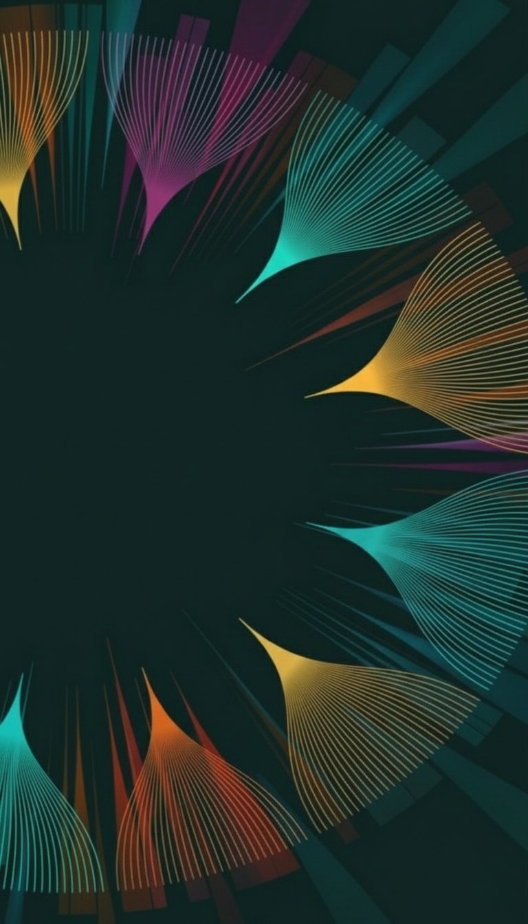 Dark Colorful Abstract Fan Lines Mobile Wallpaper