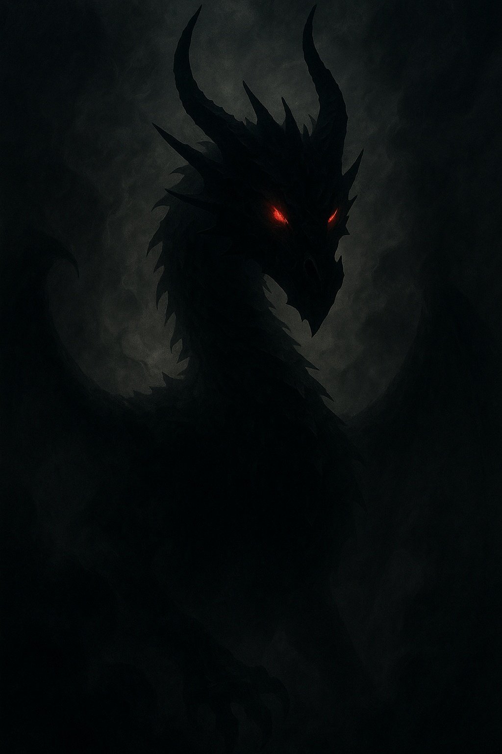 Dark Dragon Red Eyes Fantasy Mobile Wallpaper