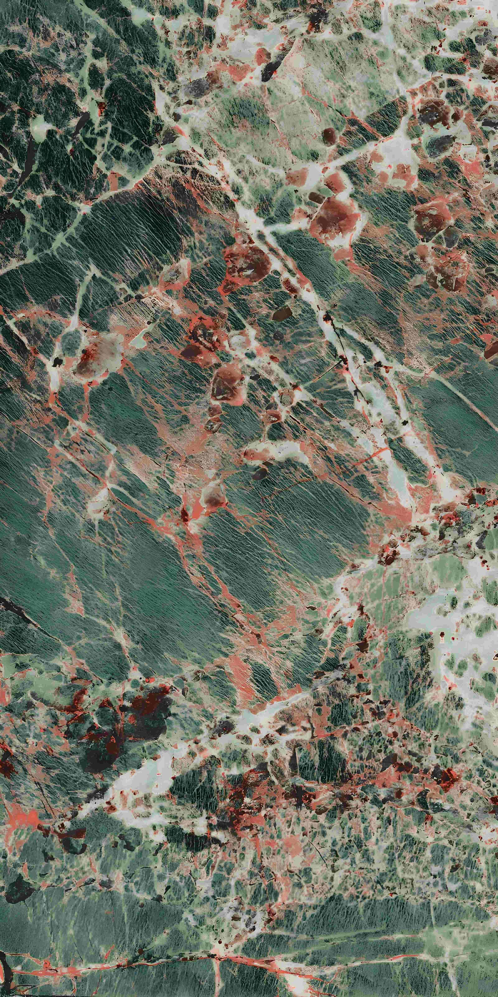 Dark Green Marble with Striking Red Veins