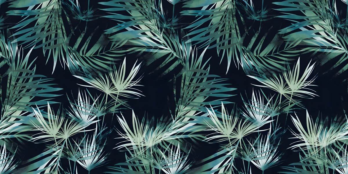 Dark Green Tropical Palm Leaf Pattern