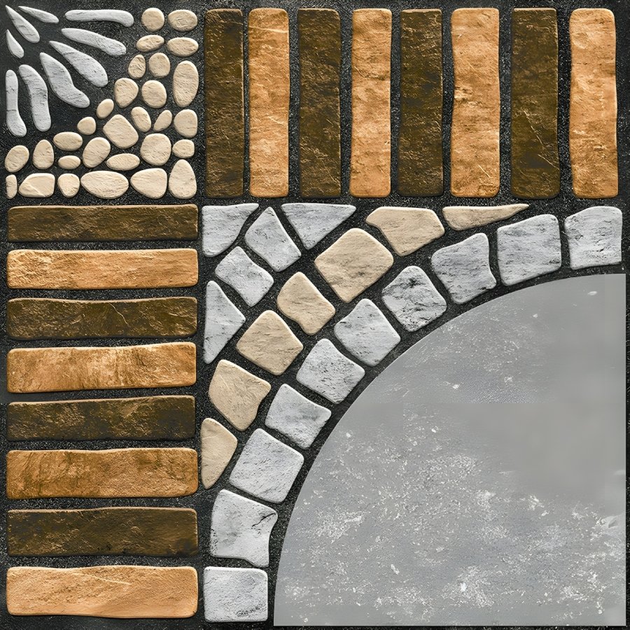 Dark Multi-Pattern Rustic Stone Parking Tile
